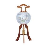 盆提灯 置き提灯 銘木工芸行灯 華の極太ケヤキ 11号40W 絹二重絵 書き絵 芙蓉山水 天然木 ●7営業日で発送／家紋・名入の場合+10日間 1/15より順次発送