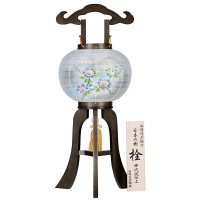 盆提灯 置き提灯 銘木工芸行灯 小町あんどん 栓の木 25W 絹二重絵 書き絵 鉄仙 センノキ ●7営業日で発送／家紋・名入の場合+10日間 1/15より順次発送