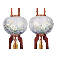 盆提灯 置き提灯 対柄行灯 光琳ケヤキ 9号 対柄 25W 絹二重絵 書き絵 不要秋草 天然木 ●7営業日で発送／家紋・名入の場合+10日間 1/15より順次発送