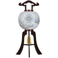 盆提灯 家紋用行灯 亀印 11号 紫檀 40W 絹 紋二重 秋草 紫檀突板材 ●7営業日で発送／家紋・名入の場合+10日間 1/15より順次発送