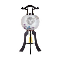 盆提灯 家紋用行灯 亀印 11号 黒檀 40W 絹 紋二重 書き絵 萩桔梗 黒檀突板材 ●7営業日で発送／家紋・名入の場合+10日間 1/15より順次発送