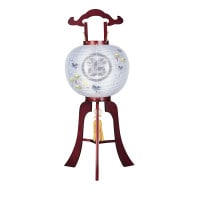 盆提灯 家紋用行灯 亀印 11号 本桜 11号 40W 絹 紋二重 書き絵 つた 天然木 ●7営業日で発送／家紋・名入の場合+10日間 1/15より順次発送