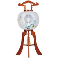 盆提灯 家紋用行灯 亀印 11号 ケヤキ 40W 絹 紋二重 書き絵 七草ちらし 天然木 10営業日以内に発送 1/15より順次発送