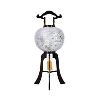 盆提灯 置き提灯 銘木工芸行灯 亀印ワイン 40W 絹二重絵 書き絵 ゆり山水 天然木 ●7営業日で発送／家紋・名入の場合+10日間 1/15より順次発送