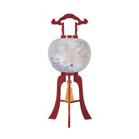 盆提灯 置き提灯 銘木工芸行灯 亀印 春慶 40W 絹二重絵 書き絵 萩桔梗 天然木 ●7営業日で発送／家紋・名入の場合+10日間 1/15より順次発送