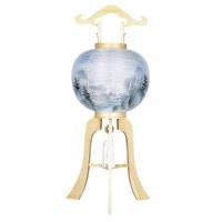 盆提灯 神燈向け ひのき白木 亀印 40W 絹二重 書き絵 幽谷山水 天然木 ●7営業日で発送／家紋・名入の場合+10日間 1/15より順次発送