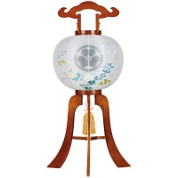 盆提灯 家紋用行灯 福印 12号 ケヤキ 40W 絹 紋二重 書き絵 七草ちらし 天然木 ●7営業日で発送／家紋・名入の場合+10日間 1/15より順次発送