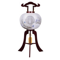 盆提灯 家紋用行灯 福印 12号 紫檀 40W 絹 紋二重 書き絵 秋草 紫檀突板材 ●7営業日で発送／家紋・名入の場合+10日間 1/15より順次発送