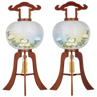 盆提灯 置き提灯 対柄行灯 ケヤキ 対柄 飛印 40W ●7営業日で発送／家紋・名入の場合+10日間 1/15より順次発送