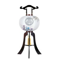 盆提灯 家紋用行灯 飛印 13号 黒檀 40W 絹 紋二重 書き絵 萩桔梗 黒檀突板材 ●7営業日で発送／家紋・名入の場合+10日間 1/15より順次発送