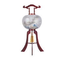 盆提灯 置き提灯 銘木工芸行灯 本桜 翁印 13号40W 絹二重絵 書き絵 庵山水 天然木 ●7営業日で発送／家紋・名入の場合+10日間 1/15より順次発送