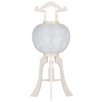 盆提灯 神燈向け 白柾 12号 25W 二重 書き絵 白絵芙蓉 天然木 10営業日以内に発送 1/15より順次発送