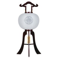 盆提灯 家紋用行灯 福印 12号 華桜 40W 絹二重 無地 天然木 ●7営業日で発送／家紋・名入の場合+10日間 1/15より順次発送