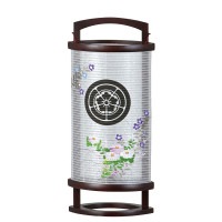 盆提灯 家紋用行灯 有楽 花つつみ 25W 絹張 書き絵 菊桔梗 天然木 ●7営業日で発送／家紋・名入の場合+10日間 1/15より順次発送