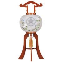 盆提灯 家紋用行灯 誉あんどん 10号 誉あんどん ケヤキ 40W 絹 紋二重 書き絵 芙蓉 天然木 ●7営業日で発送／家紋・名入の場合+10日間 1/15より順次発送