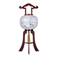 盆提灯 置き提灯 銘木工芸行灯 誉あんどん 本桜 40W 絹二重絵 書き絵 庵山水 天然木 ●7営業日で発送／家紋・名入の場合+10日間 1/15より順次発送