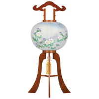 盆提灯 置き提灯 銘木工芸行灯 松雲 12号40W 絹二重絵 書き絵 芙蓉山水 天然木 ●7営業日で発送／家紋・名入の場合+10日間 1/15より順次発送