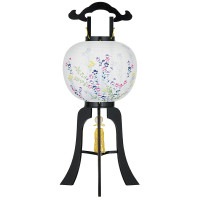 盆提灯 置き提灯 銘木工芸行灯 松韻 11号 25W 紙張 桔梗の詩 天然木 完成筒 青 水玉 ●7営業日で発送／家紋・名入の場合+10日間 1/15より順次発送