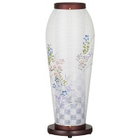 盆提灯 置き提灯 はごろも 1号 桜調 25W 本年度の新商品 絹二重絵 桔梗撫子 完成筒 透明 水玉 ●7営業日で発送／家紋・名入の場合+10日間 1/15より順次発送