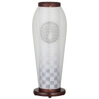 盆提灯 家紋用行灯 はごろも 1号 桜調 25W 絹 紋二重 藍色市松 木製 完成筒 透明 水玉 ●7営業日で発送／家紋・名入の場合+10日間 1/15より順次発送