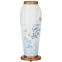 盆提灯 置き提灯 はごろも 2号 ケヤキ調 25W 絹二重絵 書き絵 トルコ桔梗にスイートピー 完成筒 透明 水玉 ●7営業日で発送／家紋・名入の場合+10日間 1/15より順次発送