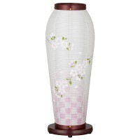 盆提灯 置き提灯 はごろも 3号 桜調 25W 絹二重絵 書き絵 桜 完成筒 透明 水玉 ●7営業日で発送／家紋・名入の場合+10日間 1/15より順次発送