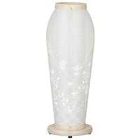 盆提灯 置き提灯 はごろも 4号 ホワイト 25W 絹二重絵 書き絵 白色秋草 完成筒 透明 水玉 ●7営業日で発送／家紋・名入の場合+10日間 1/15より順次発送