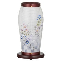 盆提灯 置き提灯 LED コードレス まほろば 1号 桜調 絹二重絵 書き絵 桔梗撫子 ●7営業日で発送／家紋・名入の場合+10日間 1/15より順次発送