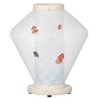 盆提灯 置き提灯 なごみ 1号 ホワイト 25W 絹二重絵 書き絵 金魚 完成筒 透明 水玉 ●7営業日で発送／家紋・名入の場合+10日間 1/15より順次発送