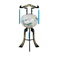 盆提灯 置き提灯 回転行灯 尾花 40W 紙張 芙蓉 プラスチック 完成筒 青 花 ●7営業日で発送／家紋・名入の場合+10日間 1/15より順次発送