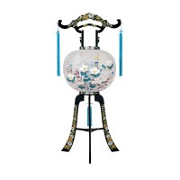 盆提灯 置き提灯 回転行灯 石谷 40W 紙張 芙蓉 プラスチック 完成筒 青 花 ●7営業日で発送／家紋・名入の場合+10日間 1/15より順次発送