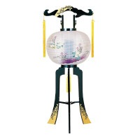 盆提灯 置き提灯 回転行灯 光雲 40W 紙張 菊桔梗 プラスチック 完成筒 青 水玉 ●7営業日で発送／家紋・名入の場合+10日間 1/15より順次発送