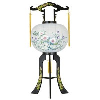 盆提灯 置き提灯 回転行灯 みさき 40W 紙張 影付芙蓉 プラスチック 回転筒 青 水玉 ●7営業日で発送／家紋・名入の場合+10日間 1/15より順次発送