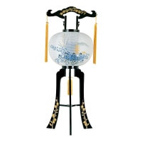 盆提灯 置き提灯 回転行灯 山城 40W 紙張 奈良の都 プラスチック 回転筒 青 水玉 ●7営業日で発送／家紋・名入の場合+10日間 1/15より順次発送