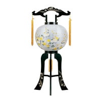 盆提灯 置き提灯 回転行灯 楓 6号 25W 紙張 菊 プラスチック 完成筒 青 花 ●7営業日で発送／家紋・名入の場合+10日間 1/15より順次発送