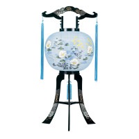 盆提灯 置き提灯 回転行灯 多喜山 40W 紙張 芙蓉 プラスチック 回転筒 青 水玉 ●7営業日で発送／家紋・名入の場合+10日間 1/15より順次発送