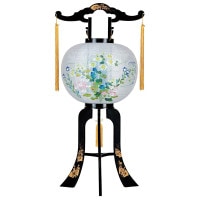 盆提灯 置き提灯 回転行灯 秋菜 40W 紙張 菊 プラスチック 回転筒 青 水玉 ●7営業日で発送／家紋・名入の場合+10日間 1/15より順次発送