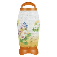 盆提灯 置き提灯 回転行灯 せいらん 3号チーク 25W 紙張 レース 芙蓉ボカシ プラスチック 完成筒 透明 水玉 ●7営業日で発送／家紋・名入の場合+10日間 1/15より順次発送
