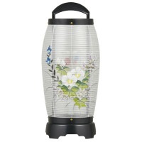 盆提灯 置き提灯 回転行灯 せいらん 4号 25W 絹張 書き絵 芙蓉 プラスチック 完成筒 透明 水玉 ●7営業日で発送／家紋・名入の場合+10日間 1/15より順次発送