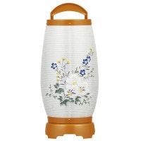 盆提灯 置き提灯 回転行灯 せいらん 5号 チーク 25W 絹二重絵 書き絵 芙蓉 プラスチック 完成筒 紫 斜線 ●7営業日で発送／家紋・名入の場合+10日間 1/15より順次発送