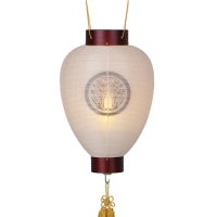 盆提灯 家紋用御所提灯 二重無地 銘木 桜 LED 絹二重 無地 桜突板材 ●7営業日で発送／家紋・名入の場合+10日間 1/15より順次発送