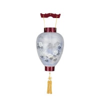 盆提灯 吊り提灯 御所提灯 銘木御所 桜 LED 絹二重絵 書き絵 芙蓉深山 桜突版材 10営業日以内に発送 1/15より順次発送