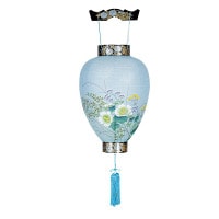 盆提灯 吊り提灯 御所提灯 月印 蒔絵 紙張 芙蓉萩 天然木 ●7営業日で発送／家紋・名入の場合+10日間 1/15より順次発送
