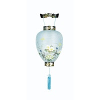 盆提灯 吊り提灯 御所提灯 木製御所 桜印 蒔絵 絹 LED 絹張 書き絵 芙蓉 天然木 ●7営業日で発送／家紋・名入の場合+10日間 1/15より順次発送