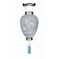盆提灯 吊り提灯 御所提灯 木製御所 天上 蒔絵 LED 紙張 岩に菊 天然木 ●7営業日で発送／家紋・名入の場合+10日間 1/15より順次発送