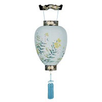 盆提灯 吊り提灯 御所提灯 木製御所 上別撰 蒔絵 LED 紙張 菊桔梗 天然木 10営業日以内に発送 1/15より順次発送