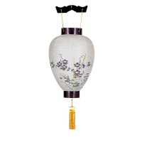 盆提灯 吊り提灯 御所提灯 菊印 ワイン紙張 鉄仙 天然木 ●7営業日で発送／家紋・名入の場合+10日間 1/15より順次発送