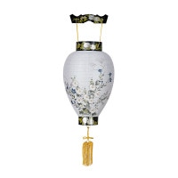 盆提灯 吊り提灯 御所提灯 八寸御所 蒔絵 紙張 菊桔梗 天然木 ●7営業日で発送／家紋・名入の場合+10日間 1/15より順次発送