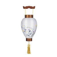 盆提灯 吊り提灯 御所提灯 八寸御所 ケヤキ LED 絹張 書き絵 菊 栓突板材 ●7営業日で発送／家紋・名入の場合+10日間 1/15より順次発送