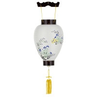 盆提灯 吊り提灯 コードレス 御所提灯 八寸御所 ワイン LED 紙張 菊桔梗 天然木 ●7営業日で発送／家紋・名入の場合+10日間 1/15より順次発送